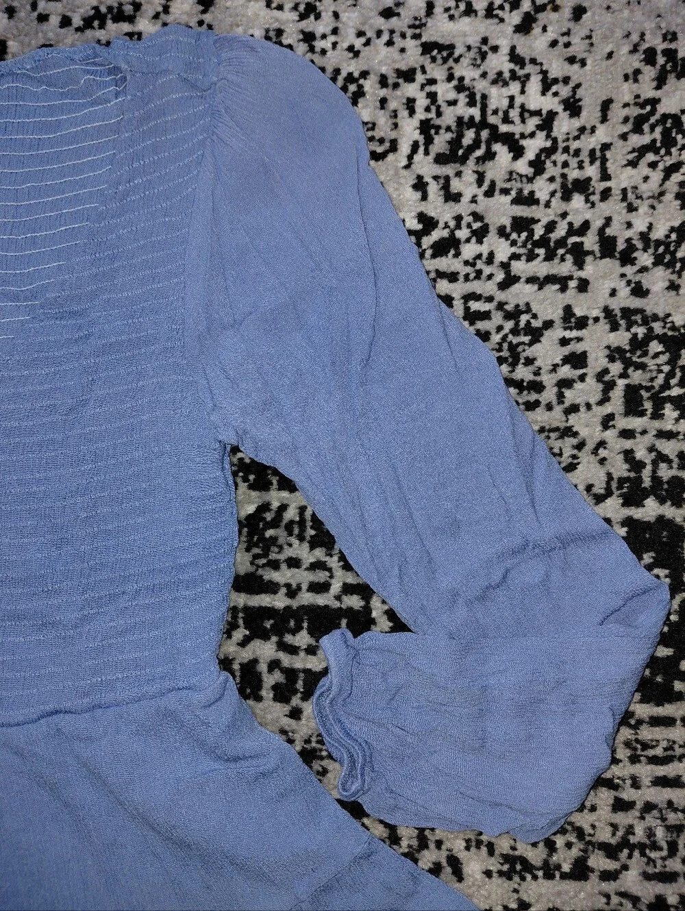 Altar'd State Dress M NWOT Blue Smocked Boho Mini Tiered Long Sleeve CC - Picture 11 of 13
